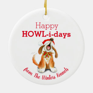 Ornamento De Cerâmica Natal cantando presente de cachorro