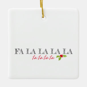 Ornamento De Cerâmica Natal Carol Fa La La La Holly Texto Festivo Orn