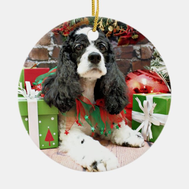 Ornamento De Cerâmica Natal - cocker spaniel - Laci (Frente)