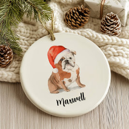 Ornamento De Cerâmica Natal com Bulldog Inglês
