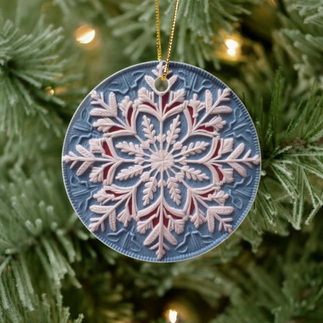 Ornamento De Cerâmica Natal com floco de neve de inverno em 3D (Árvore)