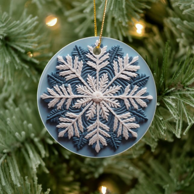 Ornamento De Cerâmica Natal com floco de neve de inverno em 3D (Árvore)
