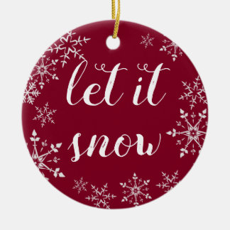 Ornamento De Cerâmica Natal com Floco de Neve Vermelho e Branco