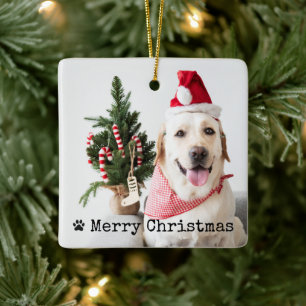 Ornamento De Cerâmica Natal com Foto de Animal Personalizada