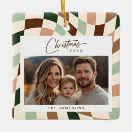 Ornamento De Cerâmica Natal com Foto Neutral Verificada