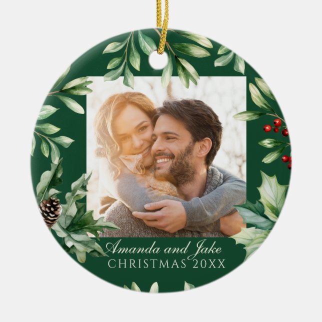 Ornamento De Cerâmica Natal com Foto Personalizada  (Frente)