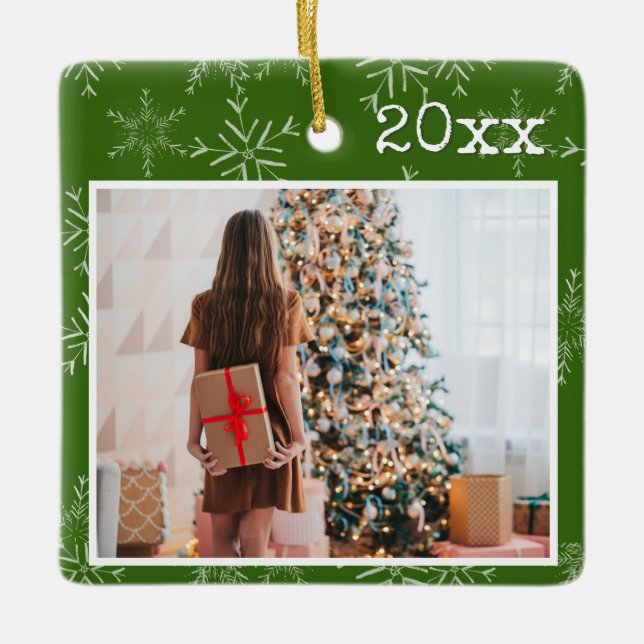 Ornamento De Cerâmica Natal com Foto Personalizada (Frente)