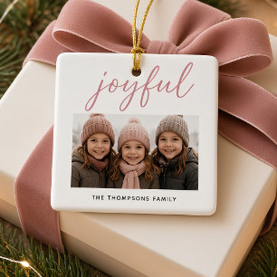 Ornamento De Cerâmica Natal com Foto Personalizada da Família Alegre