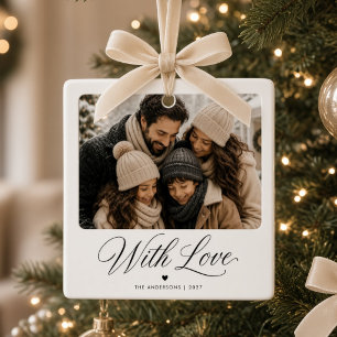 Ornamento De Cerâmica Natal com Foto Personalizada da Família Com Amor
