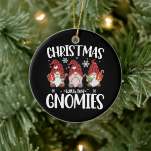 Ornamento De Cerâmica Natal Com Meus Gnomos Búfalo Xadrez Vermelho Gnome