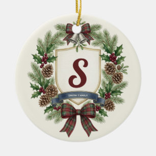 Ornamento De Cerâmica Natal com Nome de Família Personalizado