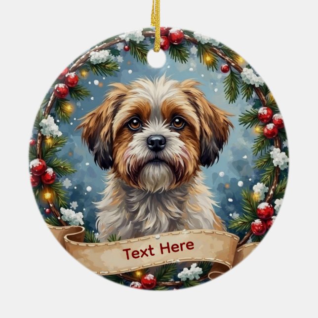 Ornamento De Cerâmica Natal com Shih Tzu (Traseira)