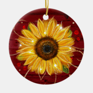 Ornamento De Cerâmica Natal conhecido de madeira vermelho Dourado
