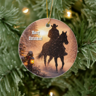Ornamento De Cerâmica Natal Country Western Cowboy