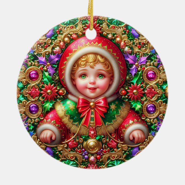 Ornamento De Cerâmica NATAL ~ Criança do século XIX ~ (Traseira)
