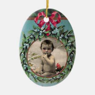 ORNAMENTO DE CERÂMICA NATAL CRUZADO COM MODELO DE FOTO DE MISTLETOS