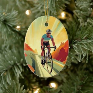 Ornamento De Cerâmica Natal da bicicleta de bicicleta da Retro Road Pers