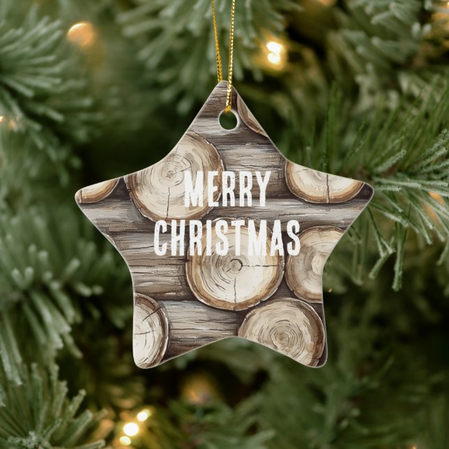 Ornamento De Cerâmica Natal da Cabina de Madeira (Árvore)
