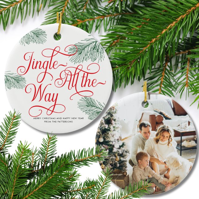 Ornamento De Cerâmica Natal da Caligrafia Vermelha Elegante (Criador carregado)