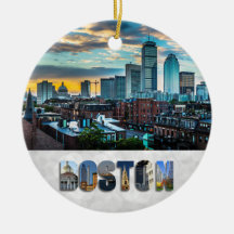 Natal da Cidade de Boston Massachusetts Skyline