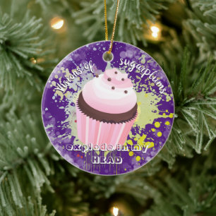Ornamento De Cerâmica Natal da explosão de uma padaria de cupcakes