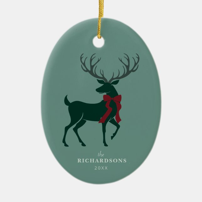 Ornamento De Cerâmica Natal da família de fotos personalizadas elegantes (Frente)