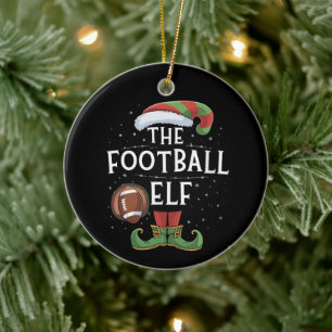 Ornamento De Cerâmica Natal da Família Elf de Futebol Americano