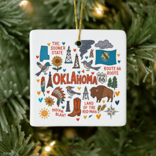 Ornamento De Cerâmica Natal da Família Personalizada de Oklahoma