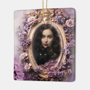 Ornamento De Cerâmica Natal da família personalizada do chique