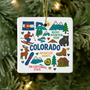 Ornamento De Cerâmica Natal da Família Personalizada do Colorado USA
