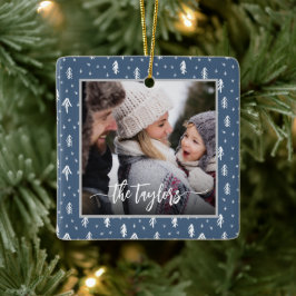 Ornamento De Cerâmica Natal da família Rustic Pines