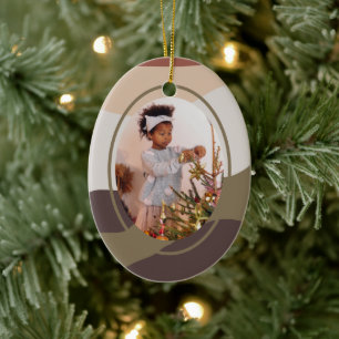 Ornamento De Cerâmica Natal da Foto do Abstrato Retro