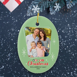 Ornamento De Cerâmica Natal da Foto Moderna do Século Retro