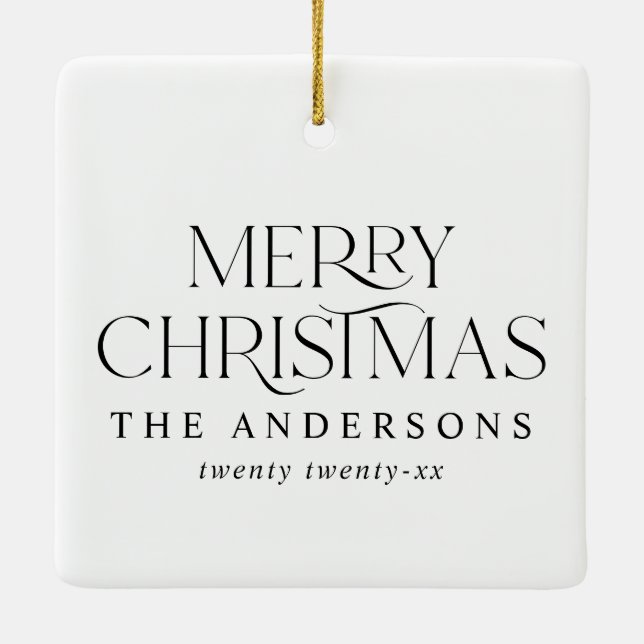 Ornamento De Cerâmica Natal da Imagem Imaginária Moderna Elegante (Verso)