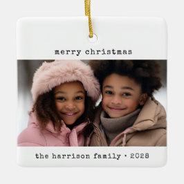 Ornamento De Cerâmica Natal da máquina de escrever minimalista