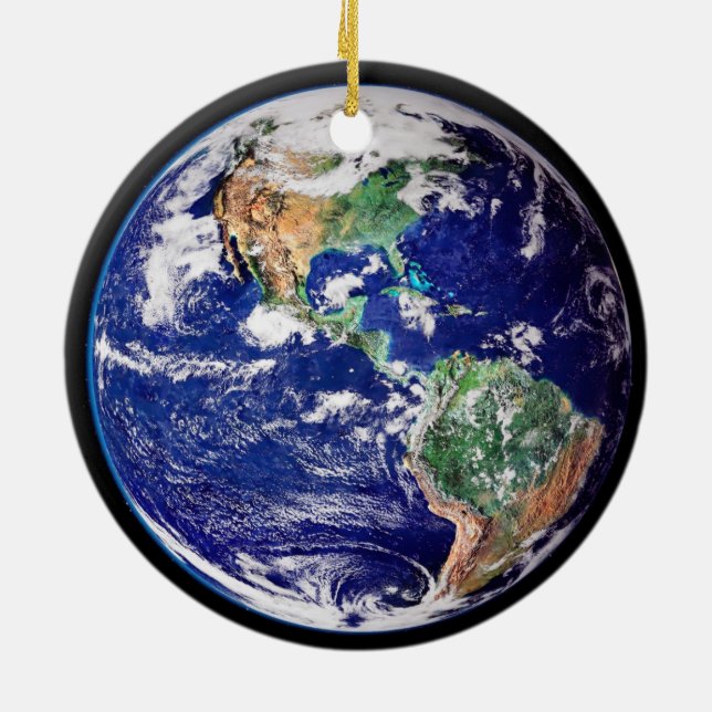 Ornamento De Cerâmica Natal da terra do planeta (Traseira)