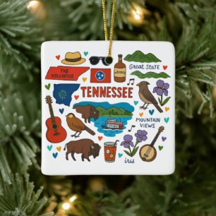 Ornamento De Cerâmica Natal da Trilha Personalizada da Família Tennessee