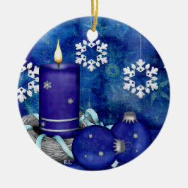 Ornamento De Cerâmica Natal da Vela Azul