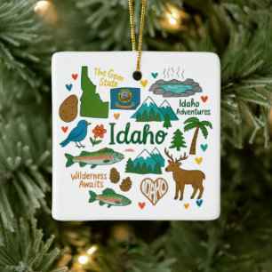 Ornamento De Cerâmica Natal da Viagem Personalizada da Família Idaho