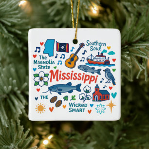 Ornamento De Cerâmica Natal da Viagem Personalizada do Mississippi