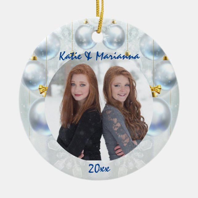 Ornamento De Cerâmica Natal das Bolas Decorativas de Prata (Frente)