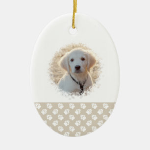 Ornamento De Cerâmica Natal de 1º ano do cachorrinho Modelo de foto de a