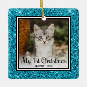 Ornamento De Cerâmica Natal de 1º ano do gatinho