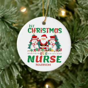 Ornamento De Cerâmica Natal de 1rua como uma Enfermeira Personalizada