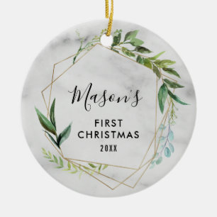 Ornamento De Cerâmica Natal de 1rua do bebê moderno   Foto do Baby Boy