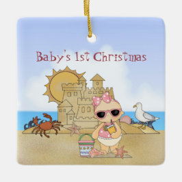 Ornamento De Cerâmica Natal de 1rua do Legal Bebê de Praia