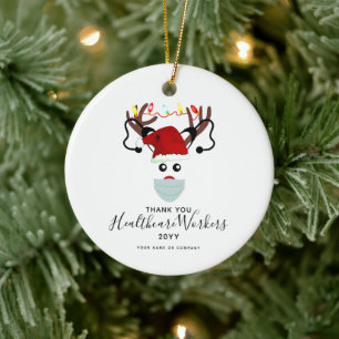 Ornamento De Cerâmica Natal de 2020 Heroes Reindeer em Mask