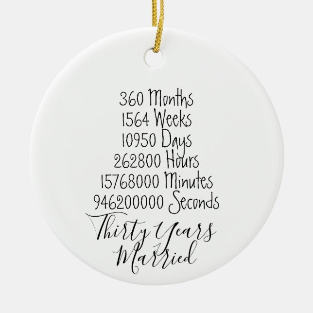 Ornamento De Cerâmica Natal de 30 do aniversário de 3 anos (Frente)