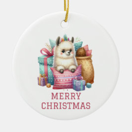 Ornamento De Cerâmica Natal de Alpaca Bebê Fofa
