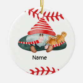 Ornamento De Cerâmica Natal de baseball temido para jogador